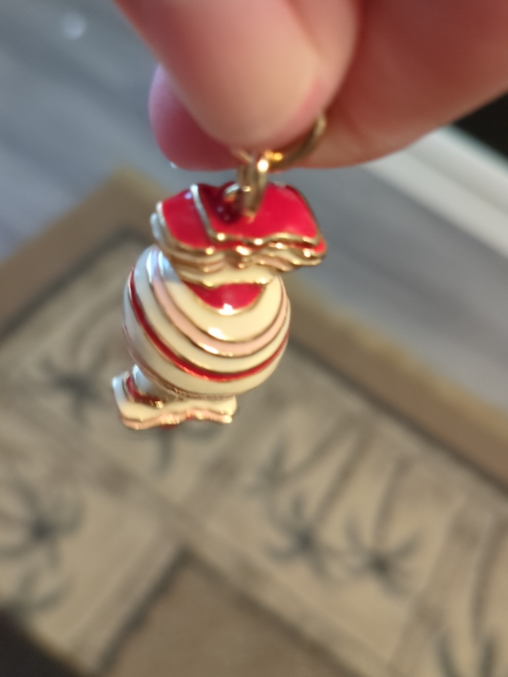 Coach Gold-Tone Candy Charm Keychain Purse Charm Red, Pink White, Green Enamel - Picture 13 of 14